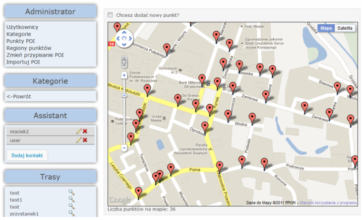 The webpanel for the database management system.
